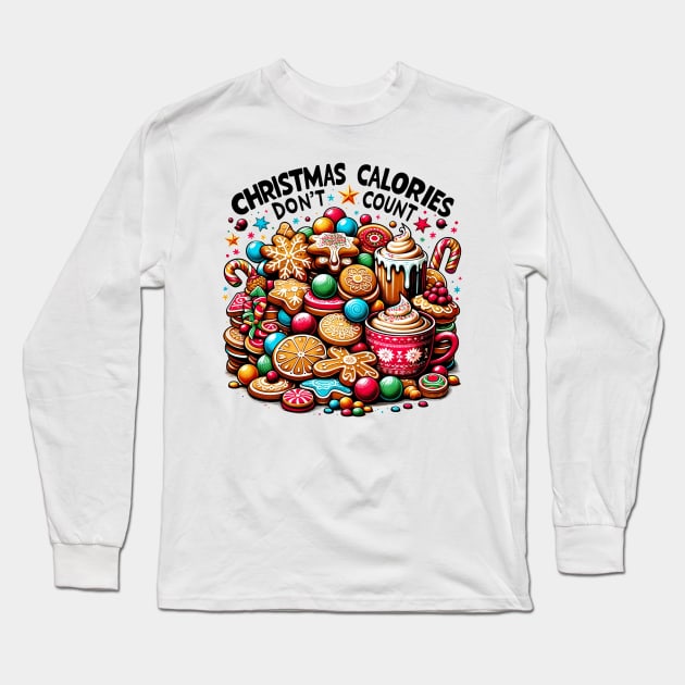 Christmas Calories Don't Count Vintage Baking Long Sleeve T-Shirt by TheCloakedOak